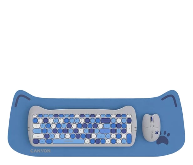 CANYON Zestaw klawiatura i mysz HSET-W6 Blue z podkładką - 1283176 - zdjęcie